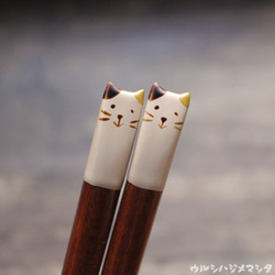 擦漆筷子(三色貓)[23cm/成人用]/URUSHI CHOPSTICKS(三色貓) 第2張的照片