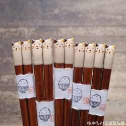 擦漆筷子(三色貓)[23cm/成人用]/URUSHI CHOPSTICKS(三色貓) 第3張的照片