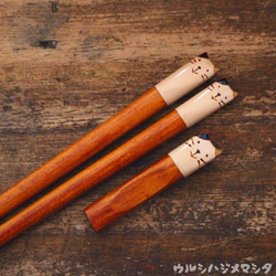 ◆18cm◆【套裝特賣】擦漆筷+筷架（印花布貓）/【套裝特賣】筷子+筷架（貓） 第1張的照片