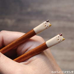 ◆18cm◆【套裝特賣】擦漆筷+筷架（印花布貓）/【套裝特賣】筷子+筷架（貓） 第3張的照片