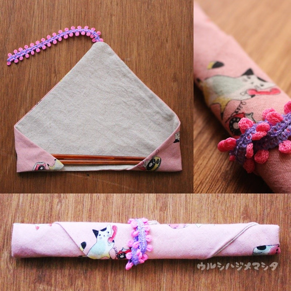 售罄：[Set]擦漆筷子+筷子袋（x代粉紅色的貓）/ [Set]筷子和提包（粉紅色的貓） 第5張的照片