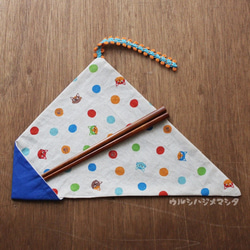 剩餘1 [Set]擦漆筷子+筷子袋（藍色x貓咪球）/ [SET]筷子和提包（藍色･貓） 第1張的照片