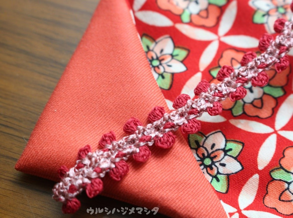 售罄：雙面筷子包（粉色 x 和服/紅色）/ REVERSIBLE CHOPSTICKS BAG（和服/紅色） 第2張的照片