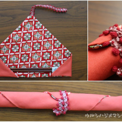 售罄：雙面筷子包（粉色 x 和服/紅色）/ REVERSIBLE CHOPSTICKS BAG（和服/紅色） 第3張的照片