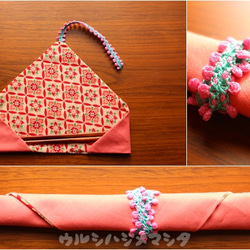[翻譯40％折扣]雙面筷子袋（桃子x和服/桃子）/可逆筷子袋 第2張的照片