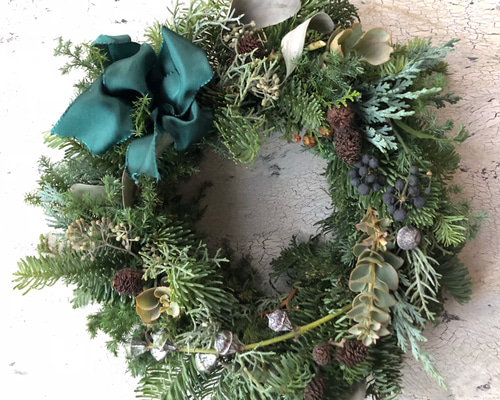 森の祈り 針葉樹の香りクリスマスリース fresh to dry リース