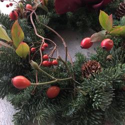 ＜再販／今季最終＞　森の実り　シックな赤のクリスマスリース fresh to dry 3枚目の画像