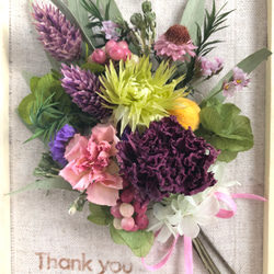 ＜送料無料＞カーネーションのドライフラワー花束フレーム／Thank youメッセージ／母の日ギフト 2枚目の画像