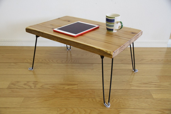 折りたたみ　テーブル　ミニテーブル　カフェ　アイアン風　ナチュラル　ウッドアウトドア　hono-A16027B-NTR 2枚目の画像