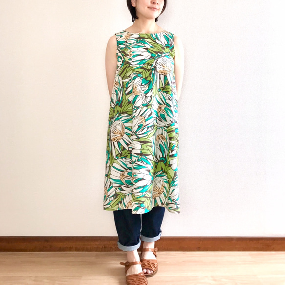Protea 喇叭連衣裙 [S ~ L] 綠色 第5張的照片