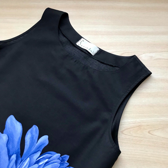 火炬薑的喇叭裙[S~3L]黑色x藍色 第12張的照片