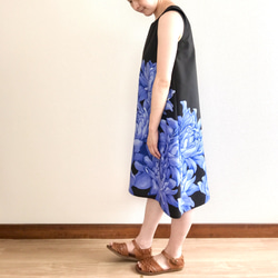 火炬薑的喇叭裙[S~3L]黑色x藍色 第4張的照片