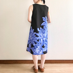 火炬薑的喇叭裙[S~3L]黑色x藍色 第5張的照片