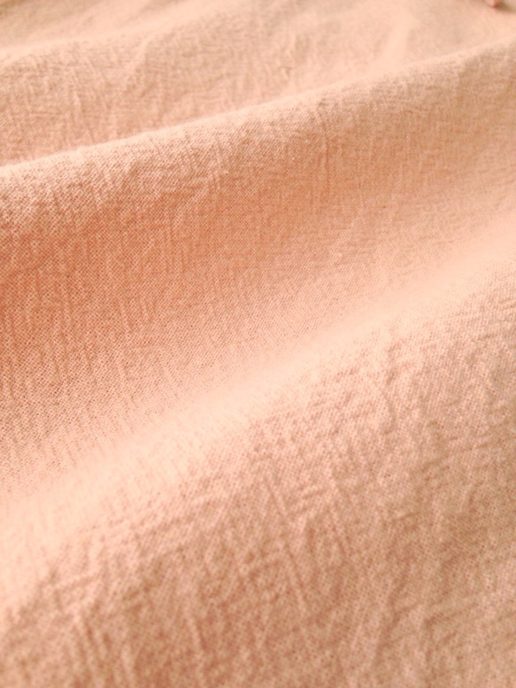 桜色コットンリネンのふんわりスモックワンピース【フリーサイズ】 5枚目の画像
