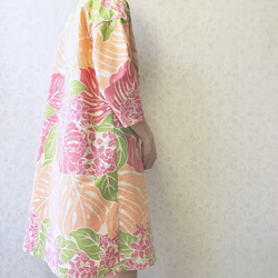 龜背竹和皇冠花*寬鬆四分袖連衣裙【M】 第4張的照片