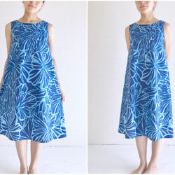 Murady風格芙蓉喇叭連衣裙[S，M，L，LL]藍色 第3張的照片