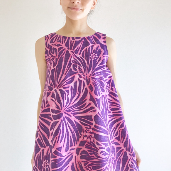 Murady風格芙蓉喇叭連衣裙[M]粉色×紫色 第2張的照片