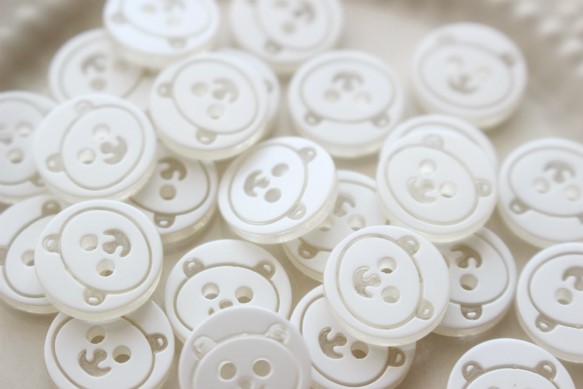 プラスチックボタン・ホワイトパンダ(25個) 2枚目の画像