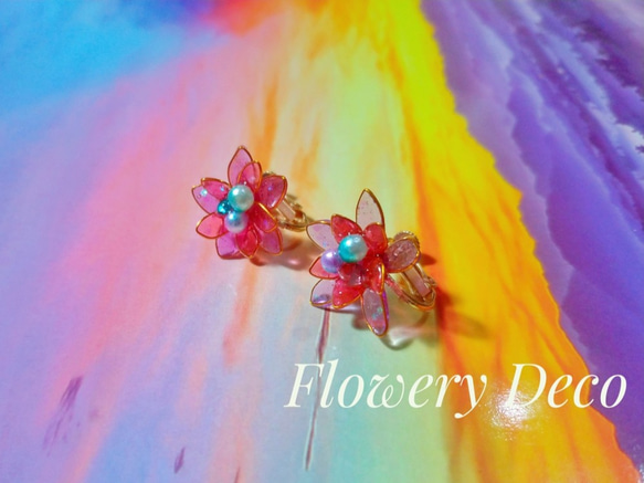 Flowery Deco 炫彩-水晶花耳環 第2張的照片