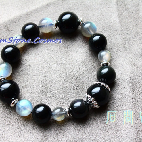 黒と銀のビーズブレスレット Amazon.co.jp: CHROME HEARTS 8MM BLACK TOURMALINE & 1 SILVER