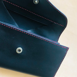 【フルオーダー】ギャルソンウォレット 財布　革 手縫い イタリアンレザー　黒色　長財布 6枚目の画像