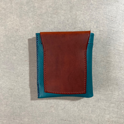 Dew-001　使うほどに美しく完成する二つ折り財布　青色 2枚目の画像