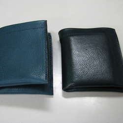 Dew-001　使うほどに美しく完成する二つ折り財布　青色 10枚目の画像