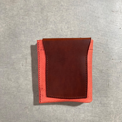 Dew-001　使うほどに美しく完成する二つ折り財布　ピンク色 2枚目の画像