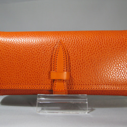 差込長財布 （オレンジ色）　イタリアンレザー６色展開 1枚目の画像