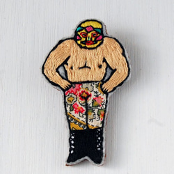 メヒコのレスラー　刺繍ブローチ 1枚目の画像