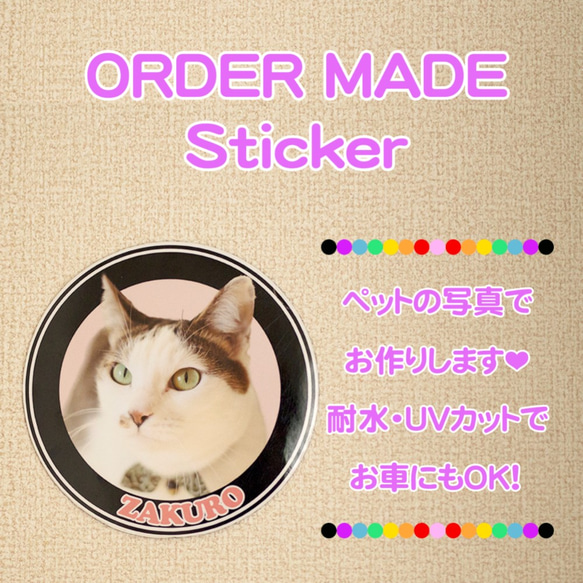 オーダーメイド♡愛犬・愛猫 ペットの写真入り ステッカー 車にも 