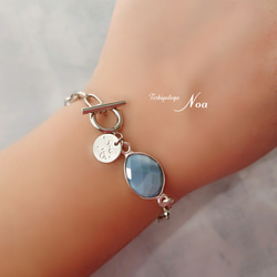《silver》oval chain × mantel gemstone bracelet 3枚目の画像