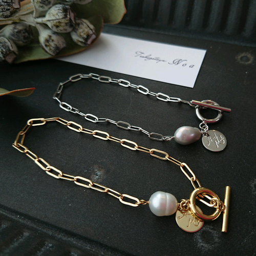 pearl × oval chain bracelet ブレスレット Teshigotoya(Noa) 通販