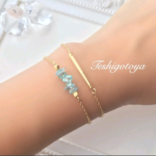 選べるサザレ天然石のブレスレット ブレスレット Teshigotoya