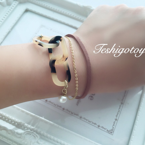 べっ甲三連ブレスレットバングル