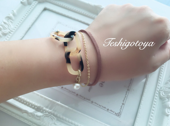 tortoiseshell stick bracelet 5枚目の画像