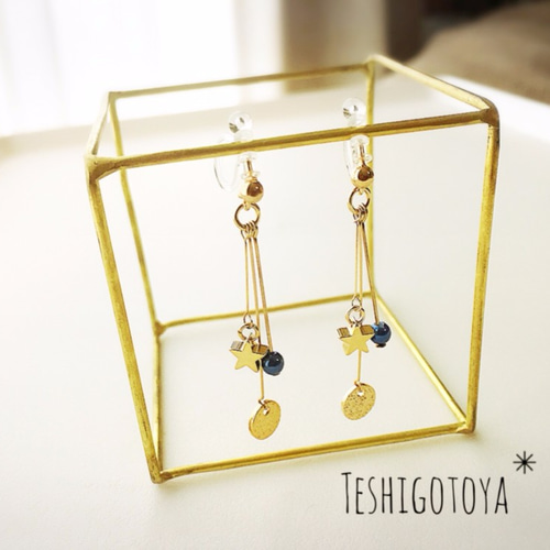 【1200】月と星のピアス／イヤリング 月と星のプラネタリウムピアス/イヤリング イヤリング