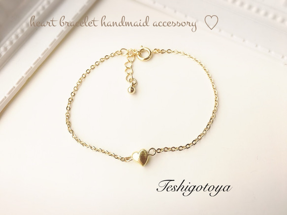 14KGF mini heart bracelet 2枚目の画像