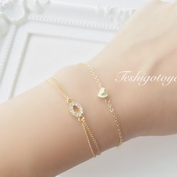 14KGF mini heart bracelet 3枚目の画像