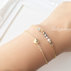 14KGF mini heart bracelet 4枚目の画像