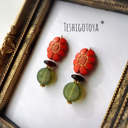 【Halloween】antique flower beads pierce/earring 3枚目の画像