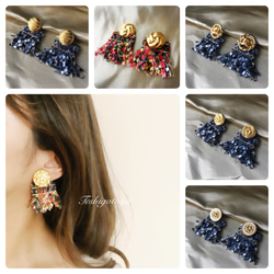 vintage botão × tassel pierce/earring 1枚目の画像