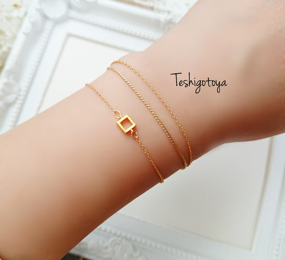 18K coating square bracelet 1枚目の画像