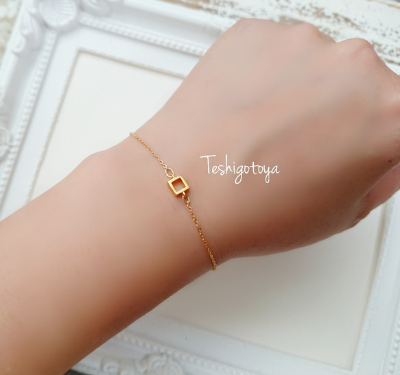 18K coating square bracelet 2枚目の画像