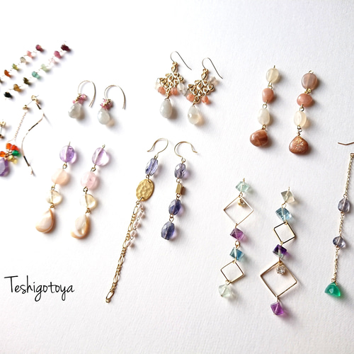 希少14kgfブラックトルマリンインムーンストーンピアス/イヤリング 希少14kgfブラックトルマリンインムーンストーンピアス/イヤリング