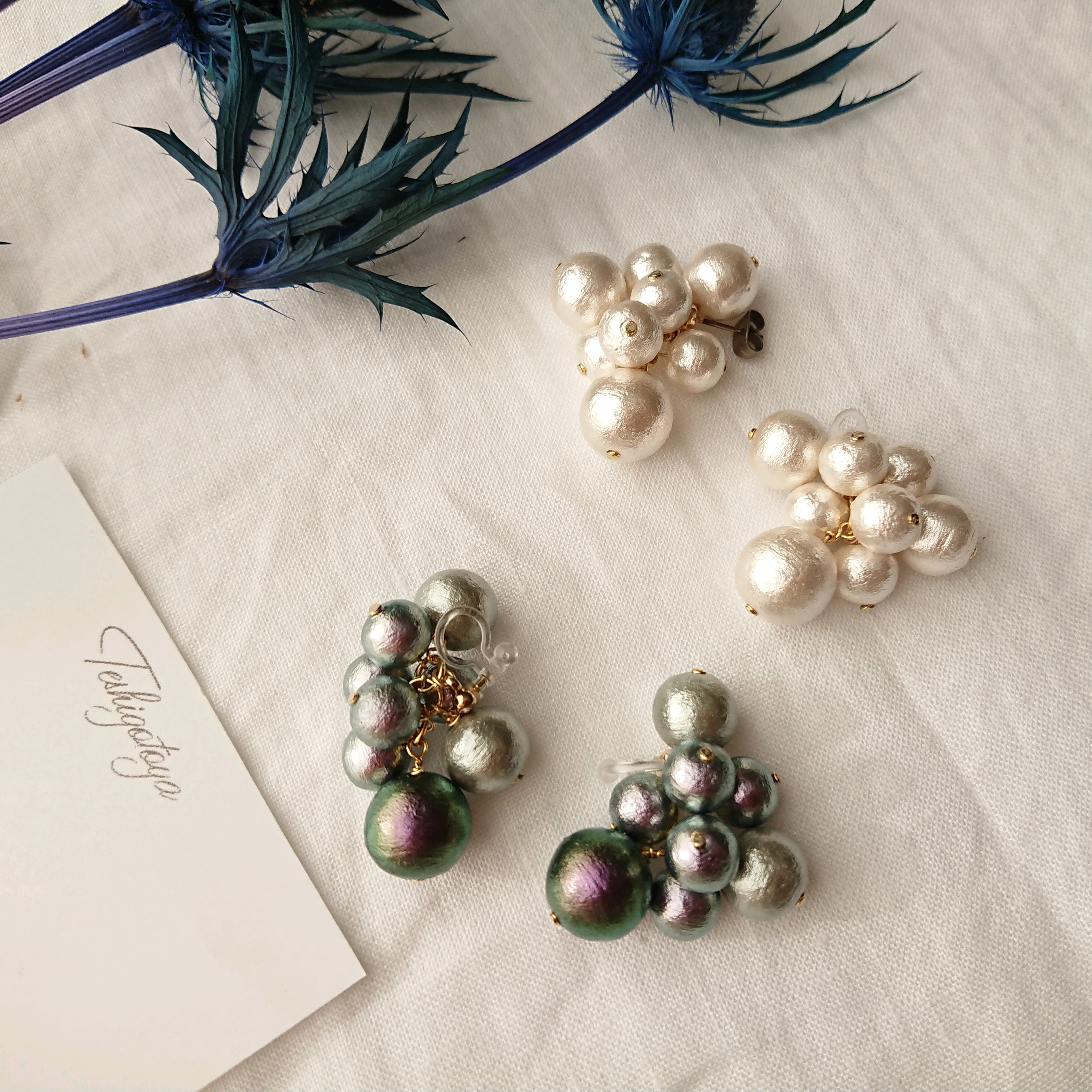 ☆❤️  花びら　パール　ジャラジャラ　ピアス　イヤリング　ハンドメイド 8a74f833fd1ffc632ae7abd3249072