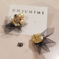 umiumimi チュールピアス（ブラック） 3枚目の画像