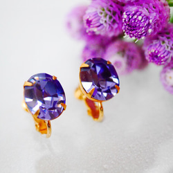 ヴィンテージスワロフスキースタッドピアス/イヤリング  tanzanite 3枚目の画像