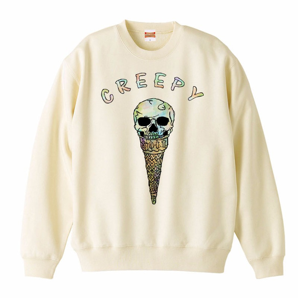 [カジュアルスウェット] Creepy ice cream / Natural 1枚目の画像