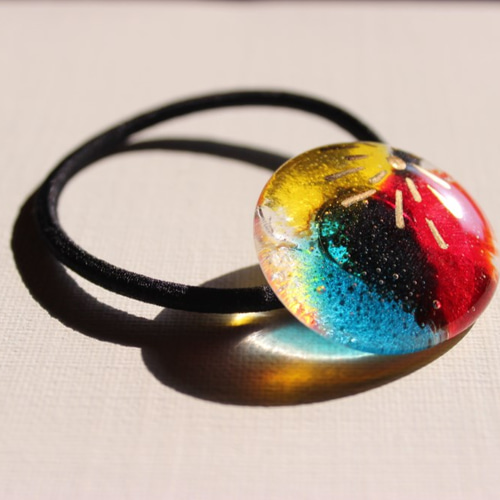 夜空の花火 ハート レジン ヘアゴム 夜空の花火 ハート レジン